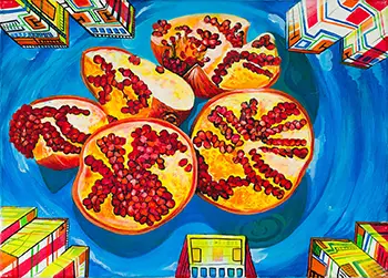 Marcin Wolski - Akryl na płótnie  Spadające gwiazdy na miasta świata