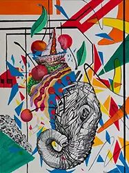 Marcin Wolski - Akryl na płótnie  Słoń