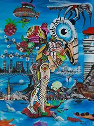 Marcin Wolski - Akryl na płótnie  Herbata pita w szczerości nie traci swoich właściwości